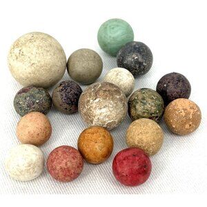 German Bennington Marbles Unglazed/Glazed 11mm-23mm Lot of 17 Antique